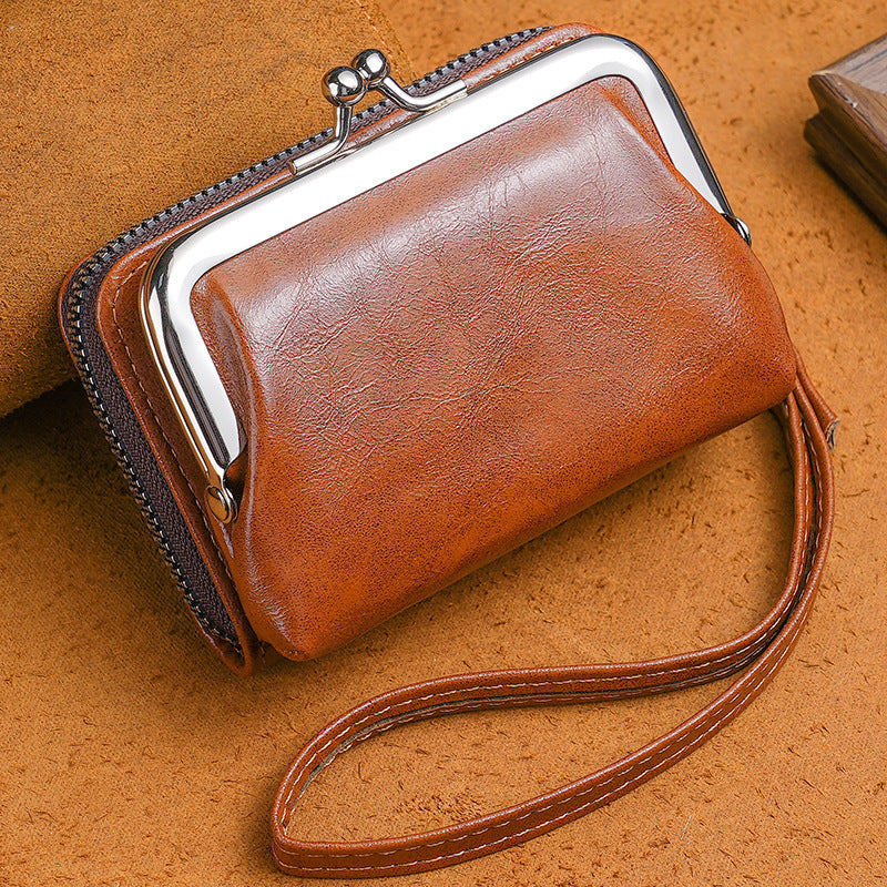 Ladies’ Buckle Coin Purse – 4-Inch Retro Clip Small Wallet