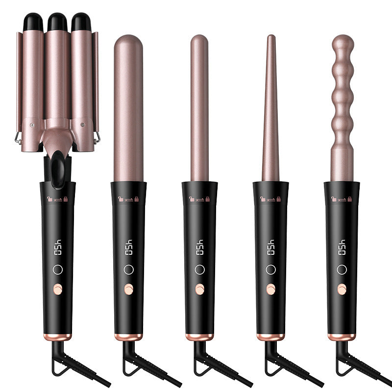 5-in-1 Hair Curler Set with Interchangeable Barrels | Negative Ion Curling Wand with LCD Display