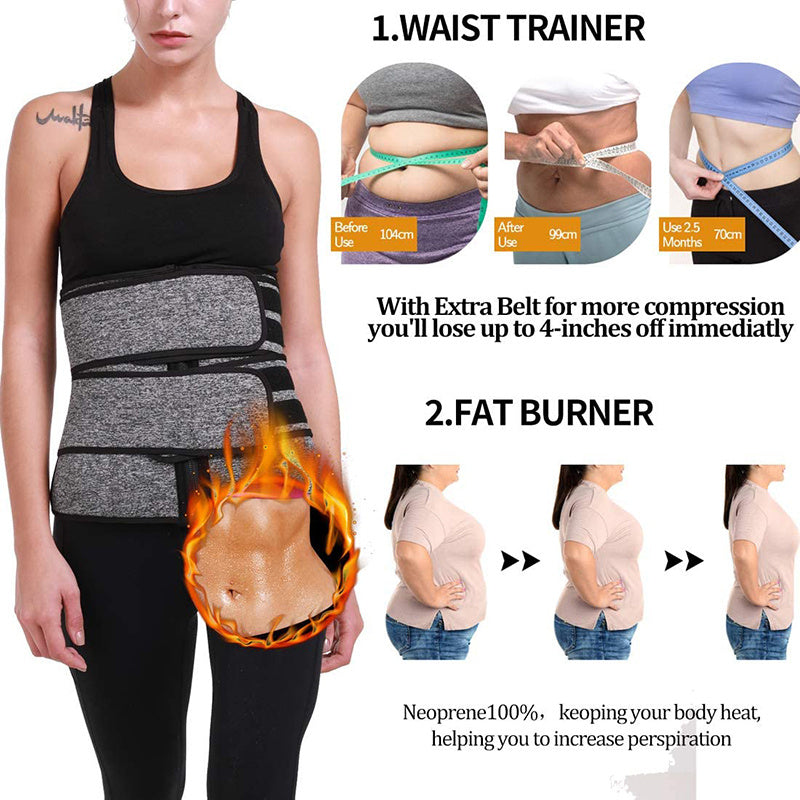 Tummy Sweat Shapewear Bodysuit for Women – Waist Trainer Slimming Corset with 2-3 Belts