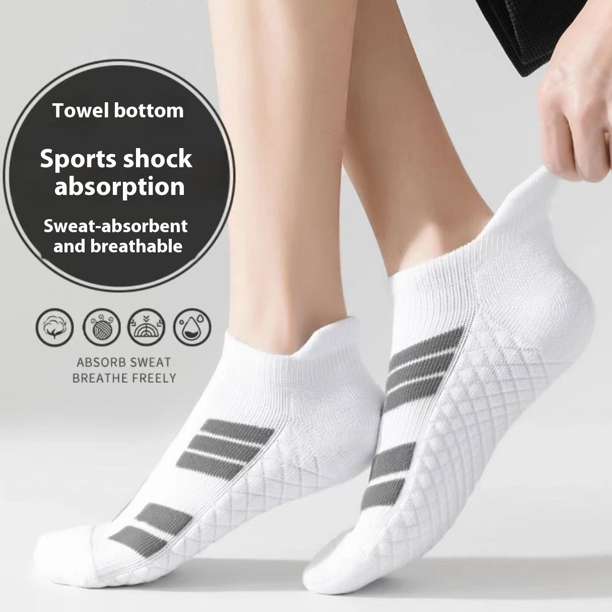 Men’s Sports Running Socks – Shock Absorbing Anti-Skid Cotton Athletic Socks (10 Pairs)