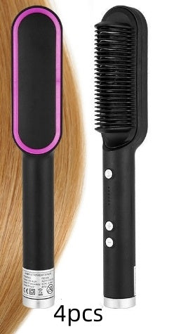 2-In-1 Hair Straightener Hot Comb – Negative Ion Curling Tong & Dual-Purpose Electric Hair Brush