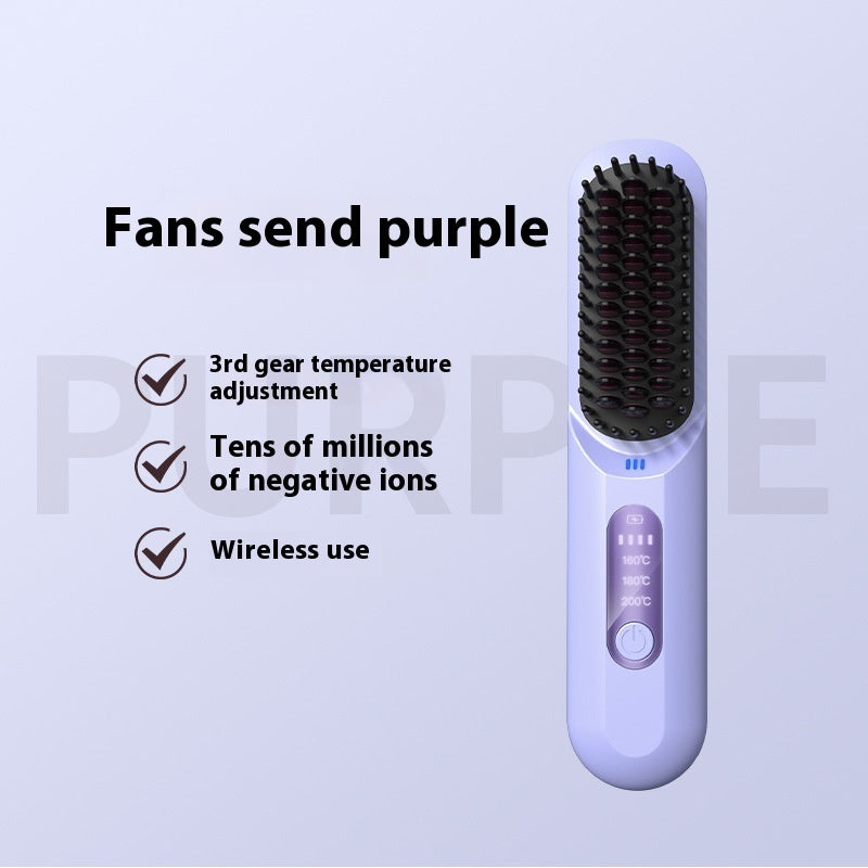 Wireless Hair Straightener Comb with Adjustable Anion Technology – Portable Rechargeable Styling Tool