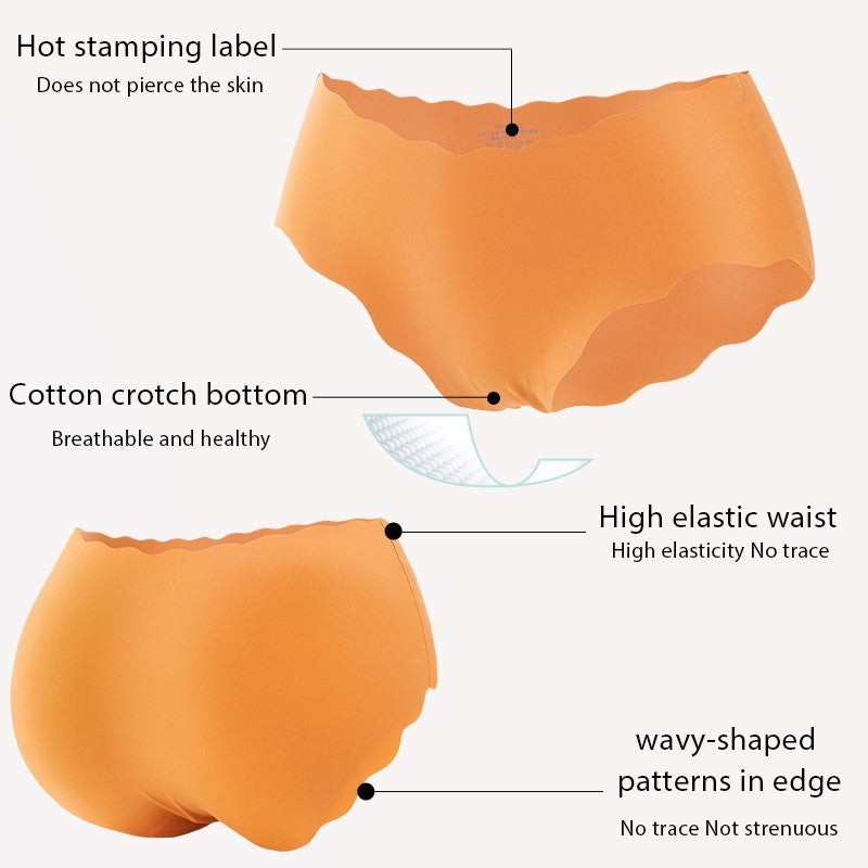 3Pcs Women’s High-Waist Seamless Silk Panties – Soft Breathable Lingerie Set