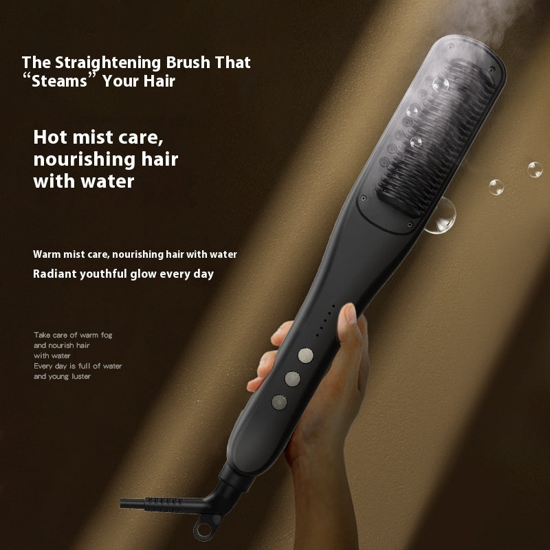 Golden Rice Steam Hair Straightener Comb – Hydrating Anti-Frizz Moisturizing Styler