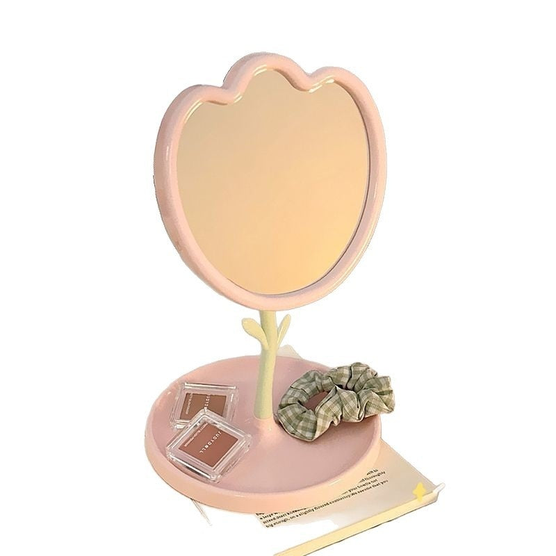 Tulip Vanity Mirror – Cute Cartoon Desktop Makeup Mirror for Dorm, Office & Bedroom
