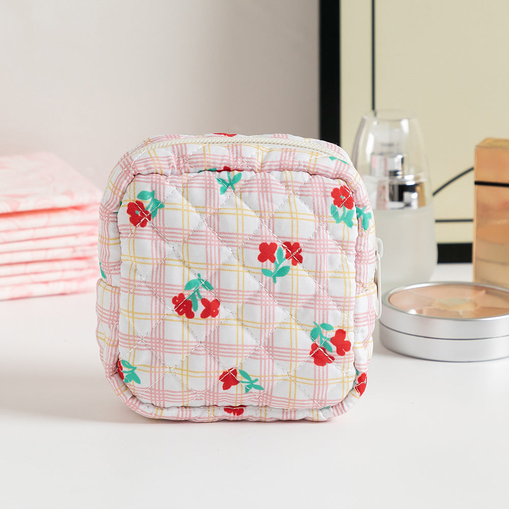 Cute Change Women’s Key Storage Bag – Small Floral Polyester Wallet for Keys & Coins