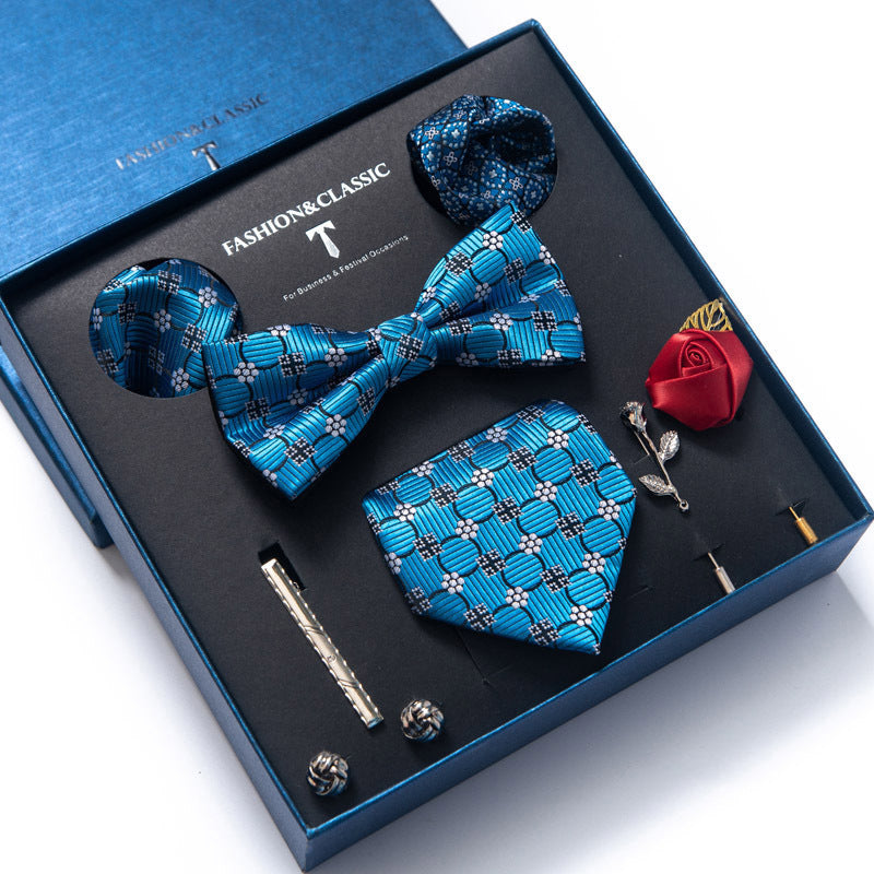 Men’s 8-Piece Bow Tie Set – Formal Jacquard Neckwear for Business, Party & Wedding