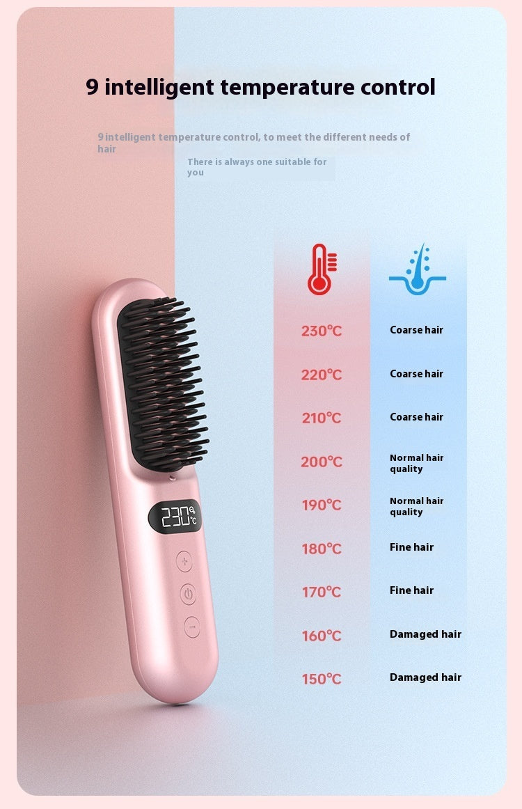 Portable Anion Straight Comb – Wireless Negative Ion Hair Straightener Brush for Students & Office Workers