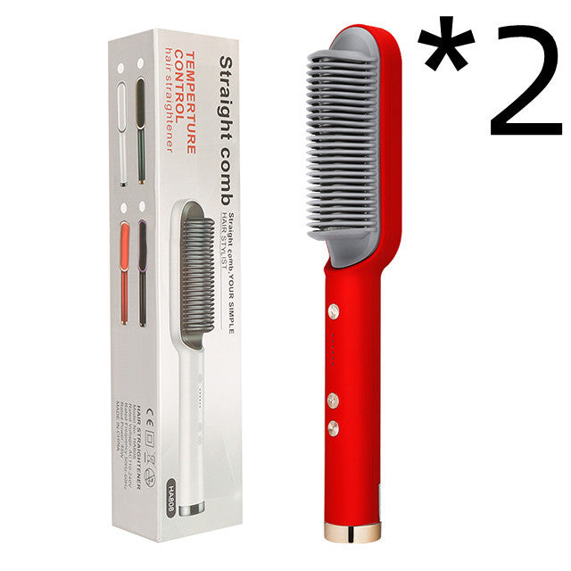 2-In-1 Hair Straightener Hot Comb – Negative Ion Curling Tong & Dual-Purpose Electric Hair Brush