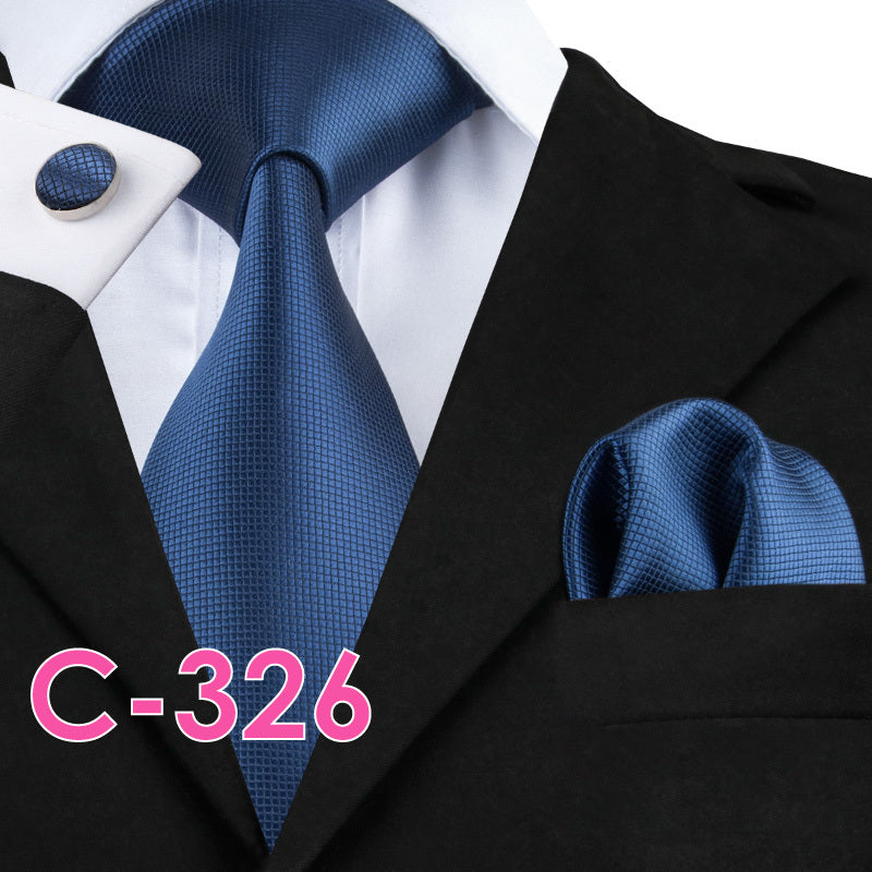 Men’s Solid Color Ribbed Collar Tie – Jacquard Woven Silk Floral Necktie with Wool Lining