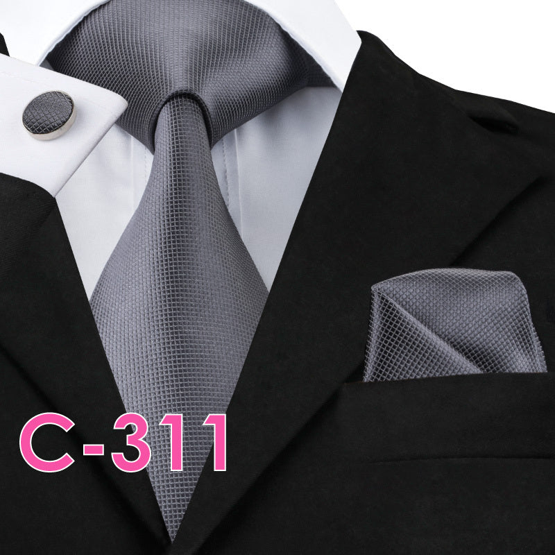 Men’s Solid Color Ribbed Collar Tie – Jacquard Woven Silk Floral Necktie with Wool Lining