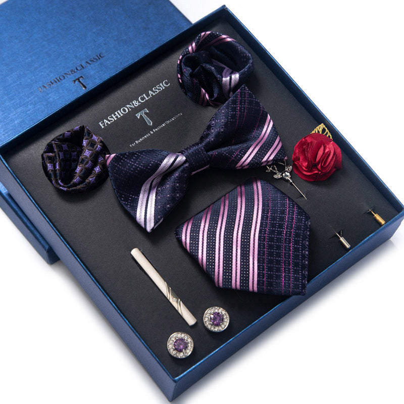 Men’s 8-Piece Bow Tie Set – Formal Jacquard Neckwear for Business, Party & Wedding