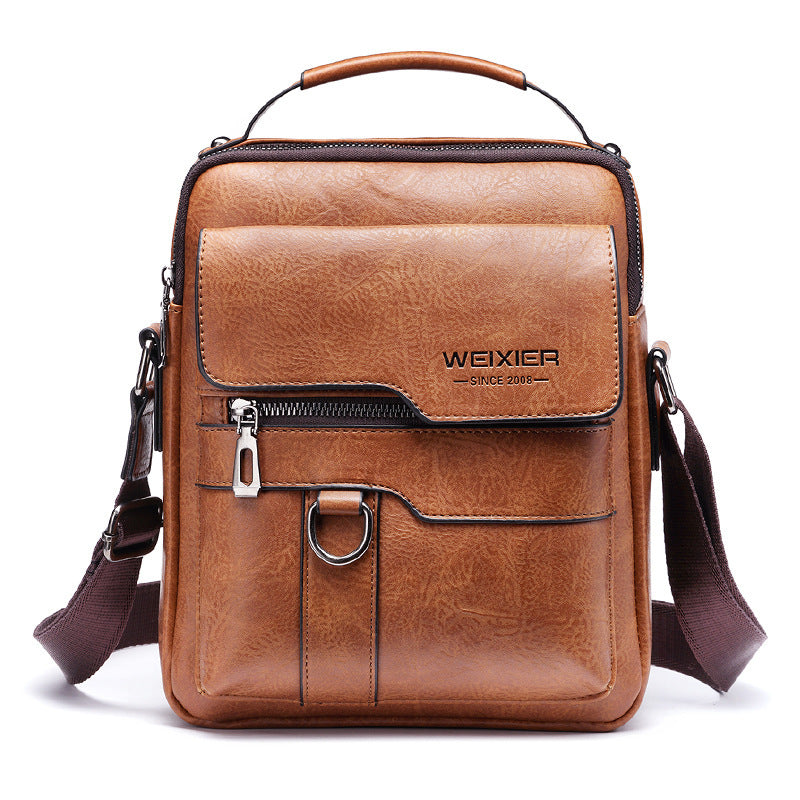 Men’s PU Leather Messenger Bag – Retro Business Shoulder Crossbody Backpack with Flap Design