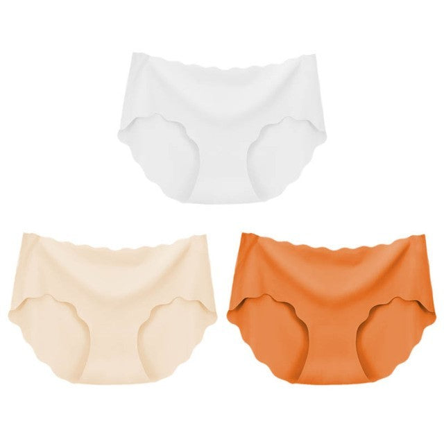 3Pcs Women’s High-Waist Seamless Silk Panties – Soft Breathable Lingerie Set