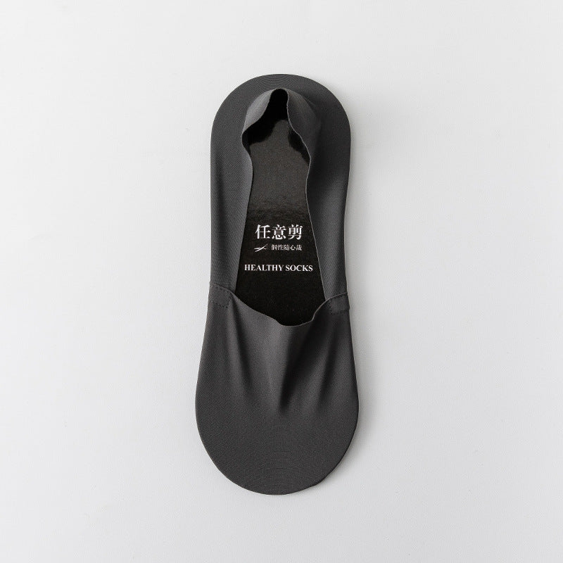 Men’s Invisible Low Cut Socks – Seamless Ice Silk Cotton Non-Slip Breathable