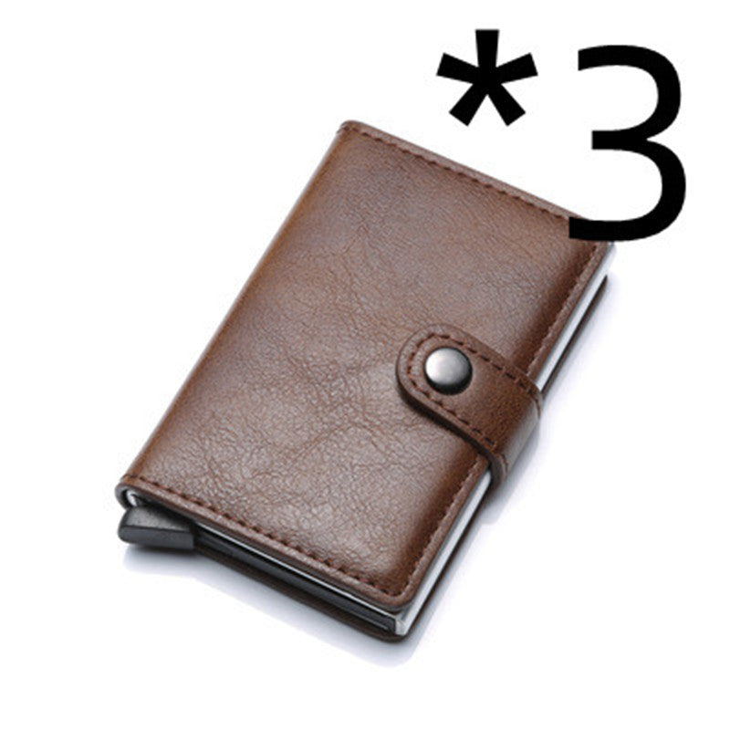 RFID Anti-Theft Vintage Wallet – PU Leather Card Holder with Aluminum Case & Pop-Up Design