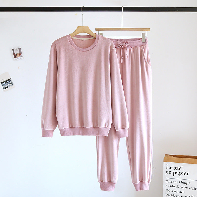 Couple Pajamas Loungewear Set – Cozy Island Velvet Pullover Sleepwear
