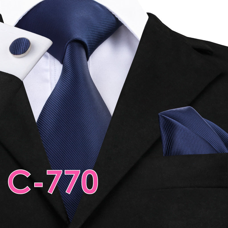 Men’s Solid Color Ribbed Collar Tie – Jacquard Woven Silk Floral Necktie with Wool Lining