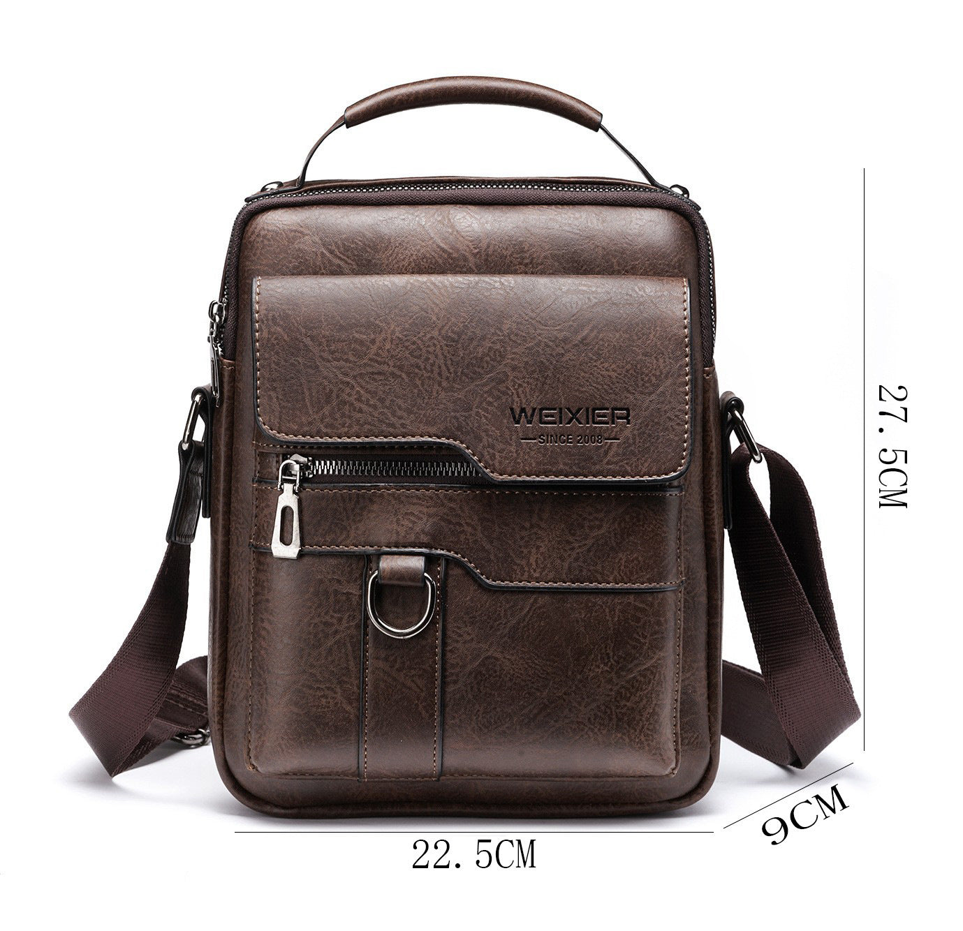 Men’s PU Leather Messenger Bag – Retro Business Shoulder Crossbody Backpack with Flap Design