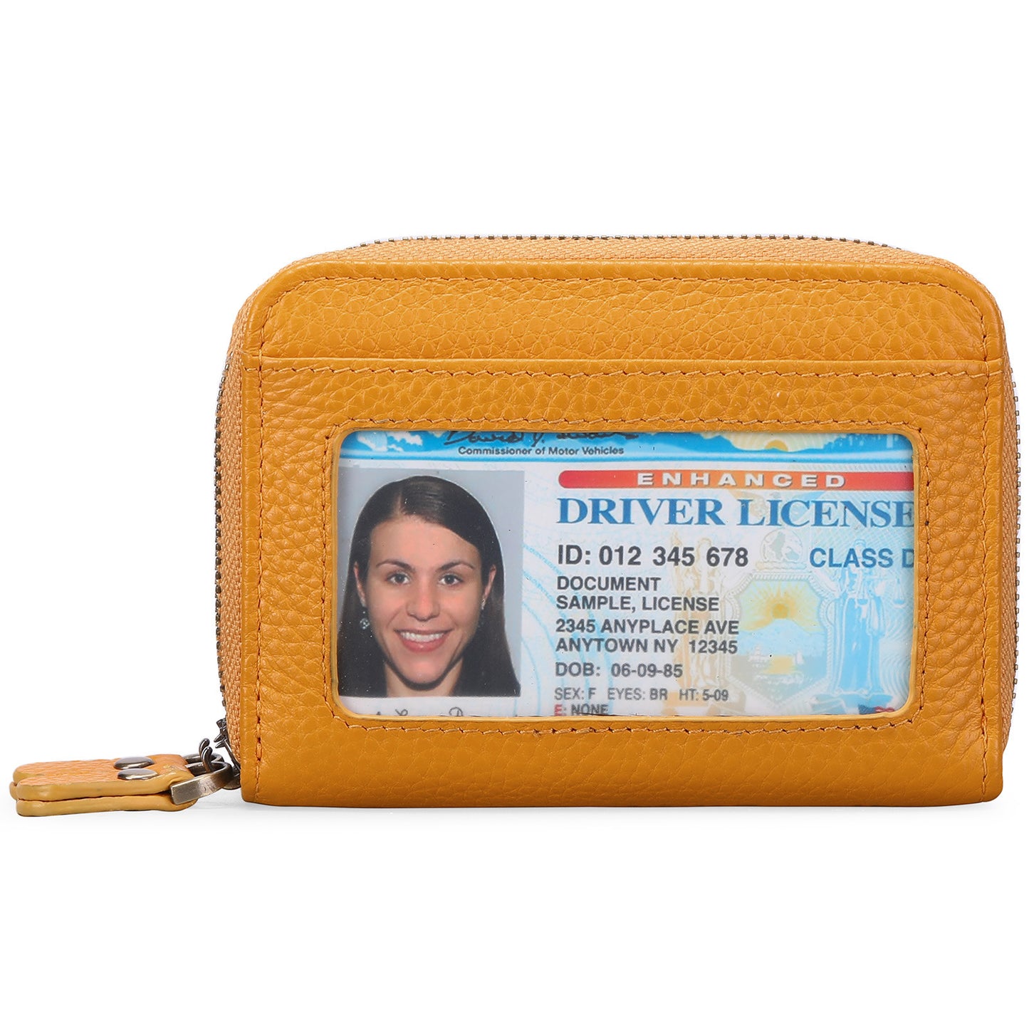 First Cowhide Double Layer Zipper Expanding Card Holder – Genuine Leather Anti-Theft Wallet with Gift Box