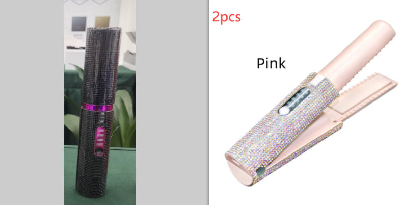 2-in-1 Electric USB Hair Straightening Brush – Wireless Ceramic Comb & Hair Curler