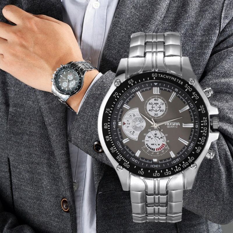 Original Men’s Stainless Steel Quartz Watch – Luminous Calendar Sports Wristwatch