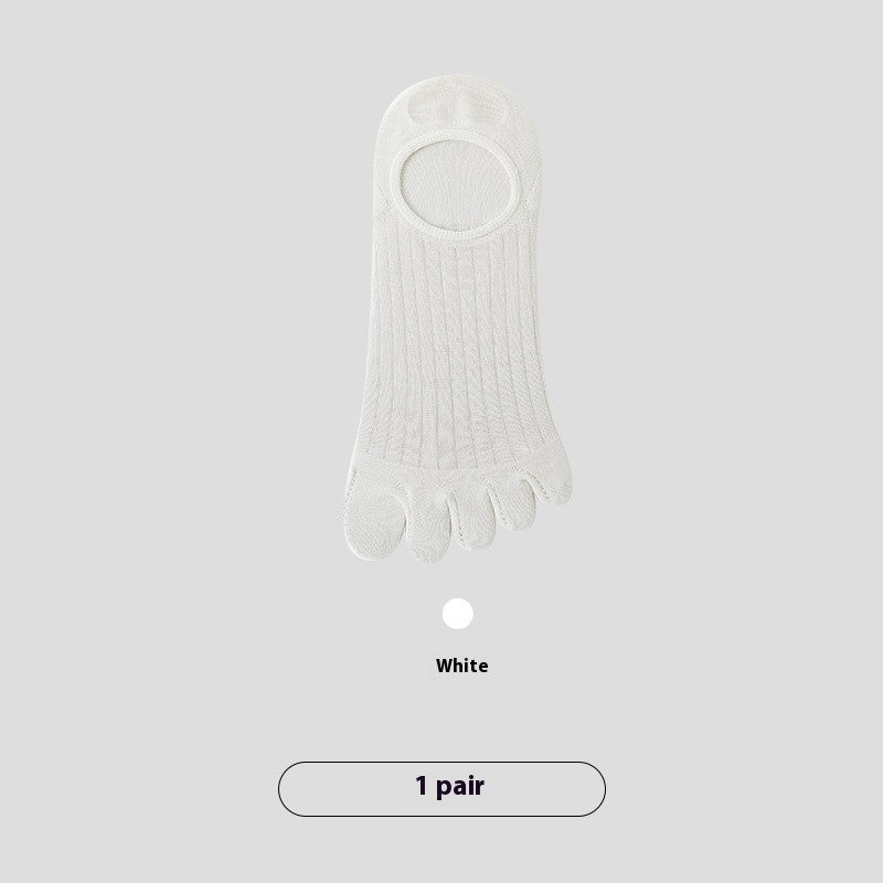 Five-Finger Men’s Summer Invisible Socks – Cotton Modal Antibacterial Non-Slip Breathable