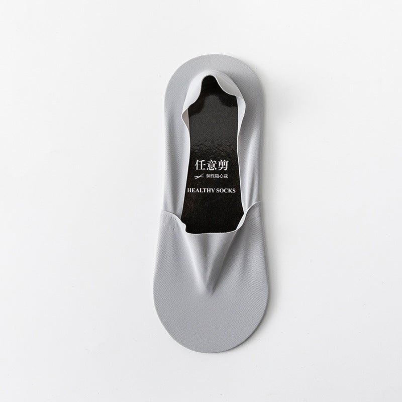 Men’s Invisible Low Cut Socks – Seamless Ice Silk Cotton Non-Slip Breathable