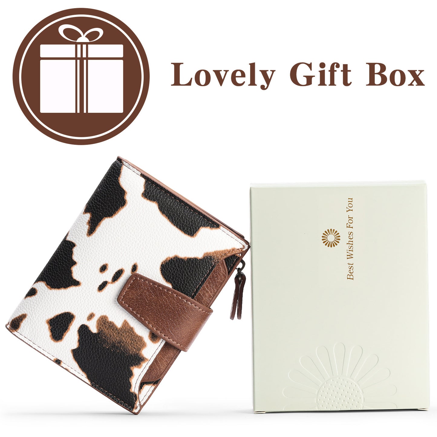 Women’s Short Leather Wallet Coin Purse – PU Anti-theft Credit Card Holder with Gift Box