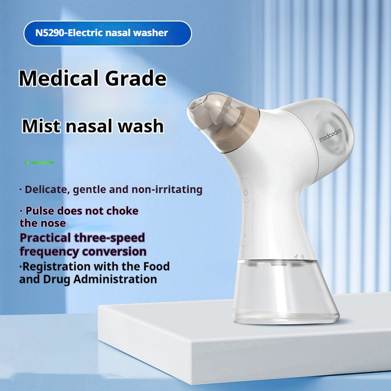 High-Frequency Electric Nasal Irrigator – Pulse Nasal Wash Cleaner with Salt Pack & Antibacterial Solution