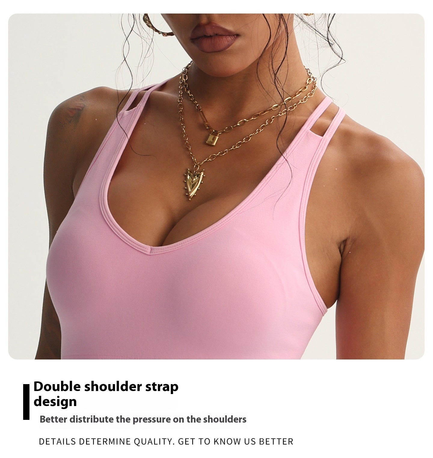 Peach Heart Cross Back Yoga Bra – Super Stretch Sports Bralette for Women