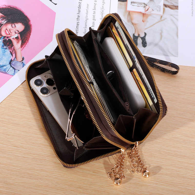 Women’s Double Zip Large Capacity Wallet – PU Leather Casual Handheld Purse