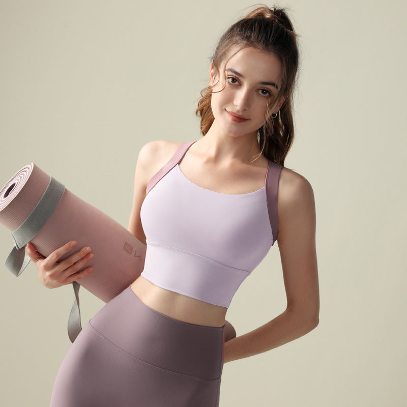 Training Shockproof Sports Bra – Women’s Fixed Cup High Support Workout Top
