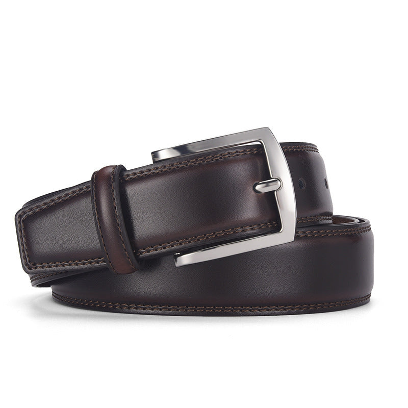 Men’s Genuine Leather Belt with Alloy Pin Buckle – Casual & Formal Wear