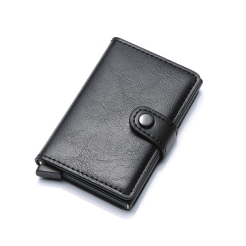 RFID Anti-Theft Vintage Wallet – PU Leather Card Holder with Aluminum Case & Pop-Up Design