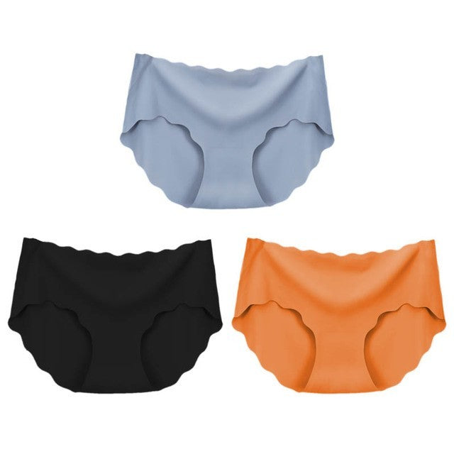 3Pcs Women’s High-Waist Seamless Silk Panties – Soft Breathable Lingerie Set
