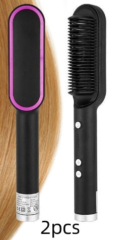 2-In-1 Hair Straightener Hot Comb – Negative Ion Curling Tong & Dual-Purpose Electric Hair Brush
