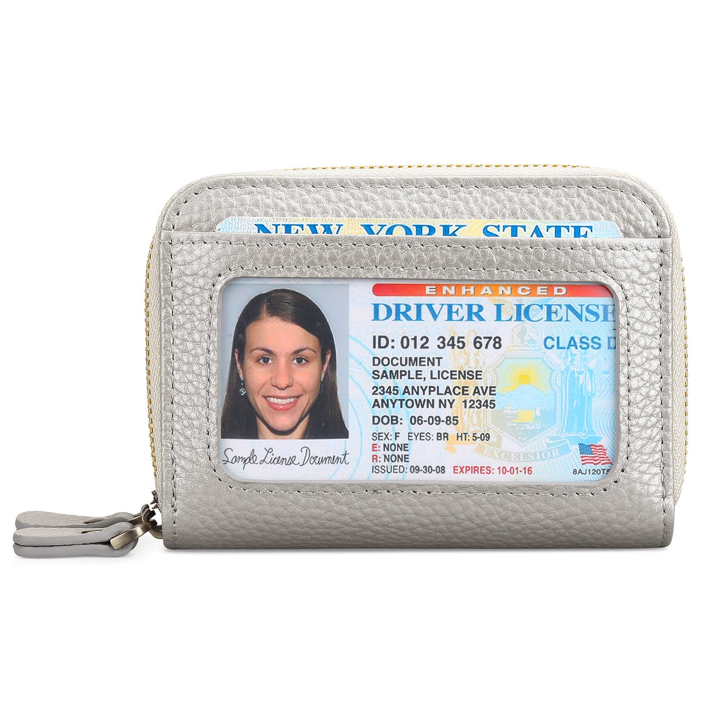 First Cowhide Double Layer Zipper Expanding Card Holder – Genuine Leather Anti-Theft Wallet with Gift Box