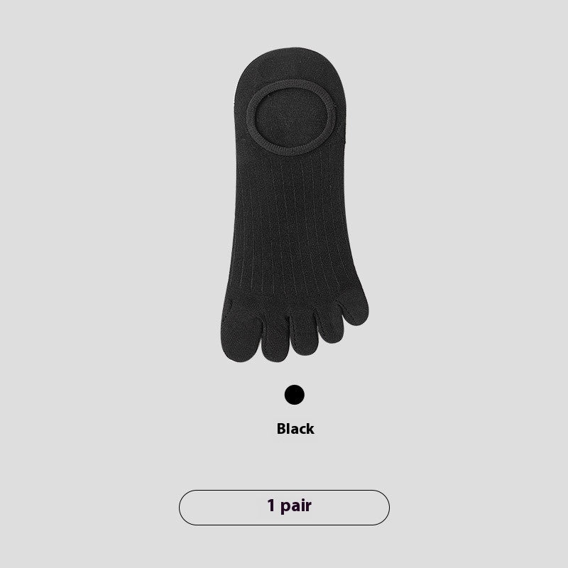 Five-Finger Men’s Summer Invisible Socks – Cotton Modal Antibacterial Non-Slip Breathable