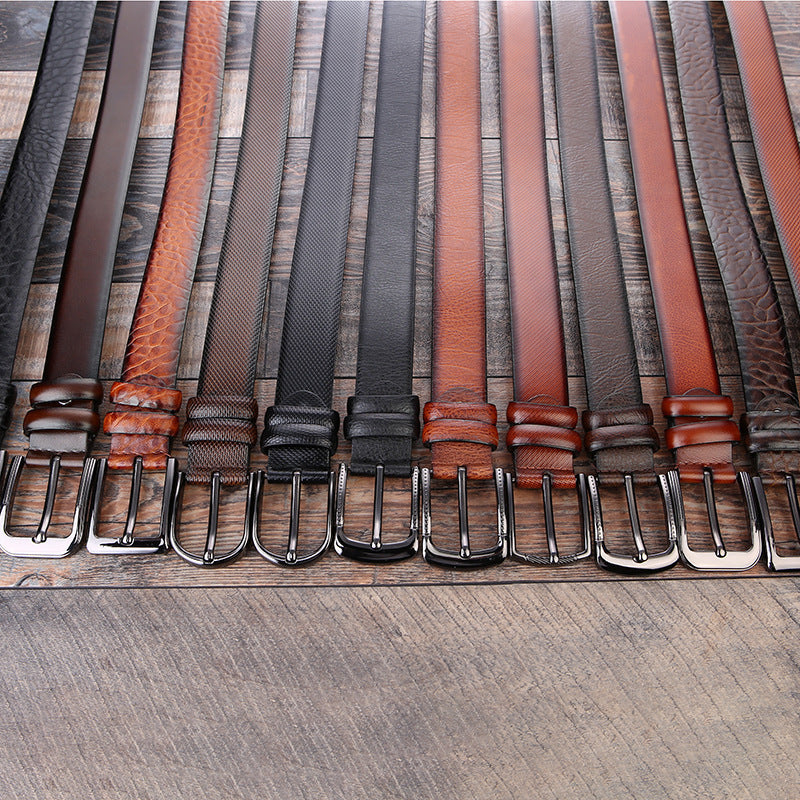 Men’s Business Belt with Alloy Pin Buckle – European & American Fashion Style