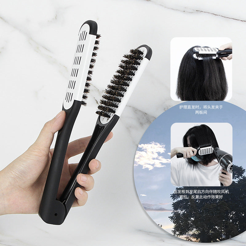 Hairdressing Clamp Comb V-Shaped Bristle Styling Straightener – Professional Salon Hair Styling Tool