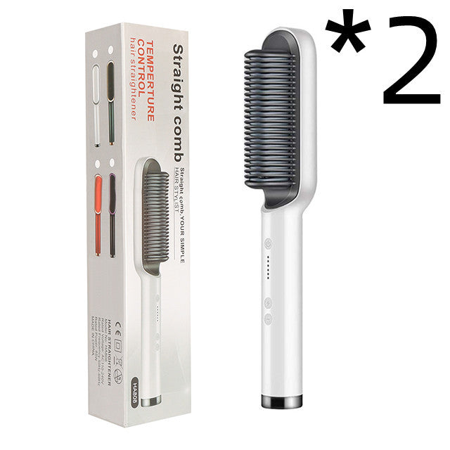 2-In-1 Hair Straightener Hot Comb – Negative Ion Curling Tong & Dual-Purpose Electric Hair Brush