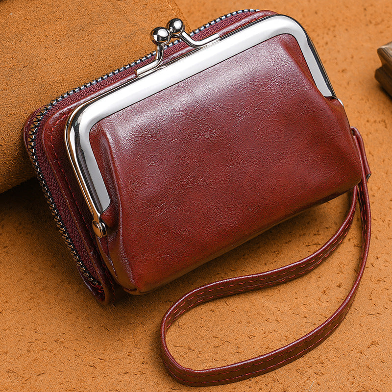 Ladies’ Buckle Coin Purse – 4-Inch Retro Clip Small Wallet