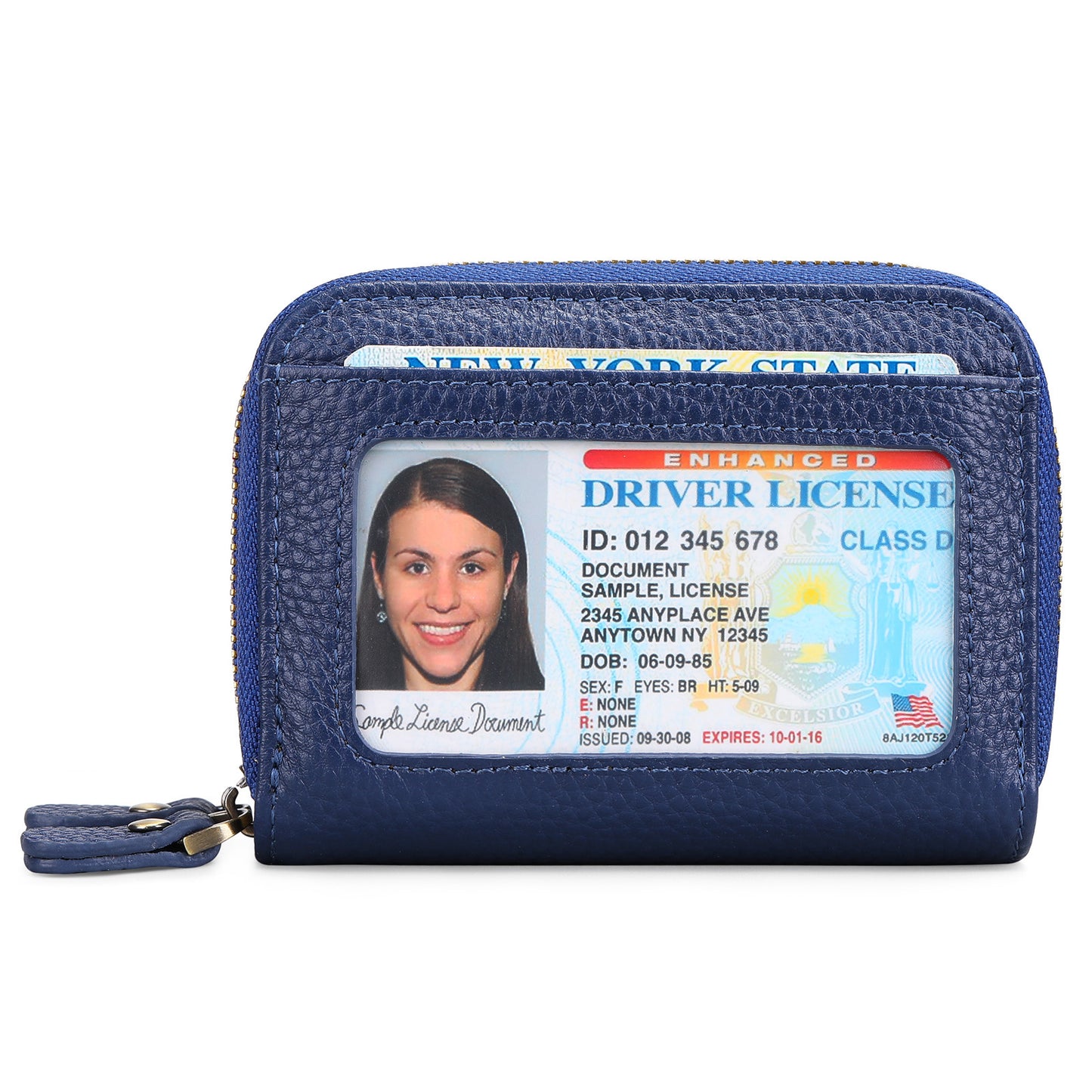 First Cowhide Double Layer Zipper Expanding Card Holder – Genuine Leather Anti-Theft Wallet with Gift Box