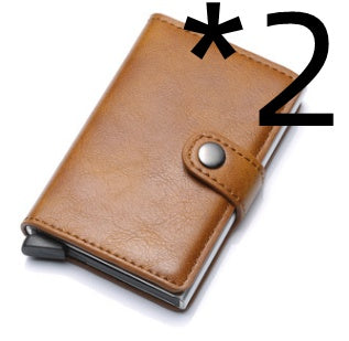 RFID Anti-Theft Vintage Wallet – PU Leather Card Holder with Aluminum Case & Pop-Up Design