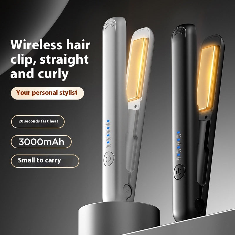 Wireless Hair Straightener & Curler | Dual-Use Charging Portable Styling Tool