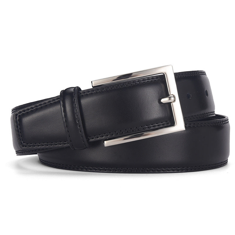 Men’s Genuine Leather Belt with Alloy Pin Buckle – Casual & Formal Wear