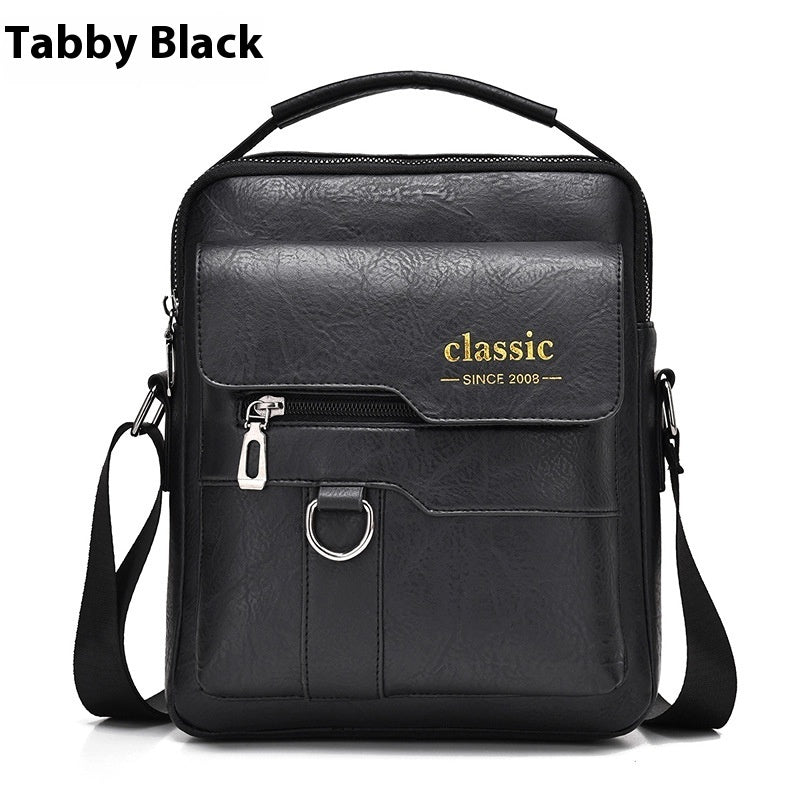 Men’s PU Leather Messenger Bag – Retro Business Shoulder Crossbody Backpack with Flap Design