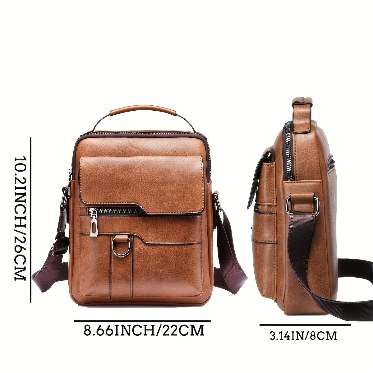 Men’s PU Leather Crossbody Messenger Bag – Casual Shoulder Handbag with Card Holder & Multi-Pockets