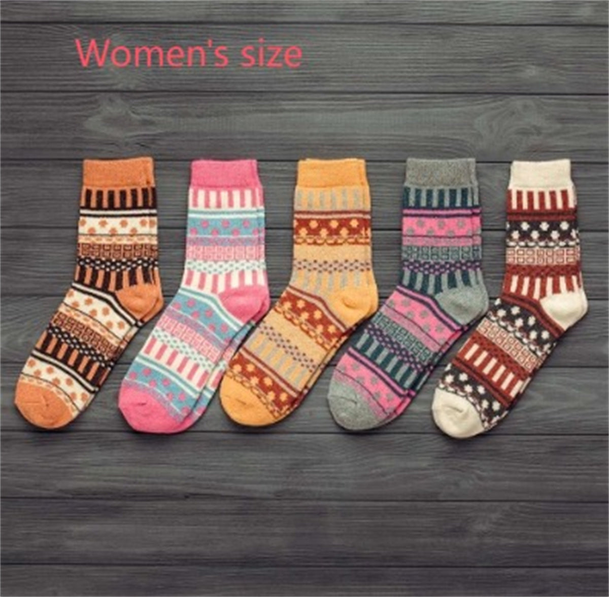 Winter Warm Stripe Wool Socks – 5 Pairs Thick Casual Business Socks for Men